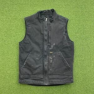 Vintage Brahma Black Full Zip Canvas Work Vest Sz M